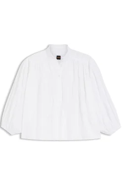 Relaxed-fit cotton blouse with balloon sleeves