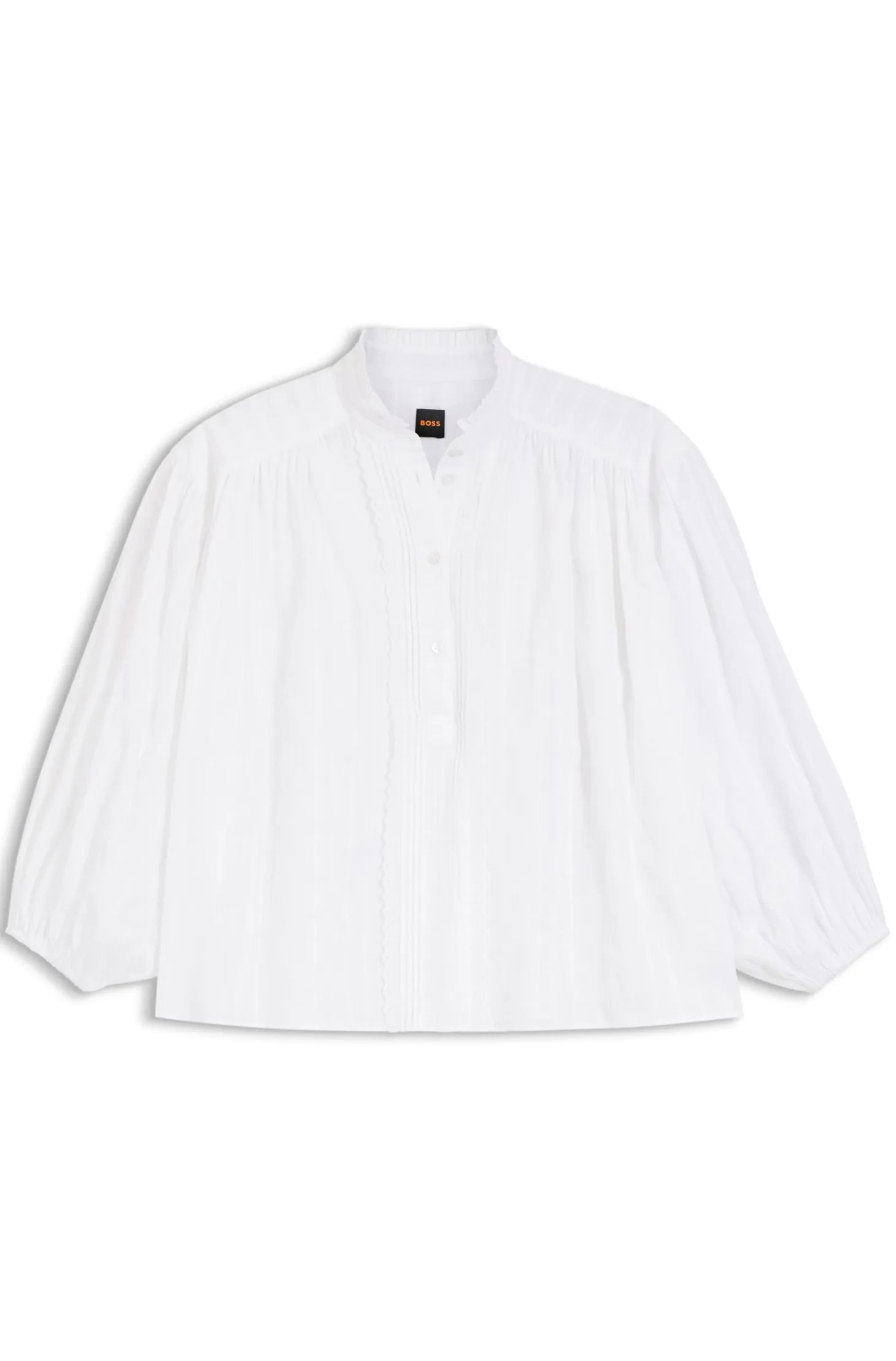 Relaxed-fit cotton blouse with balloon sleeves
