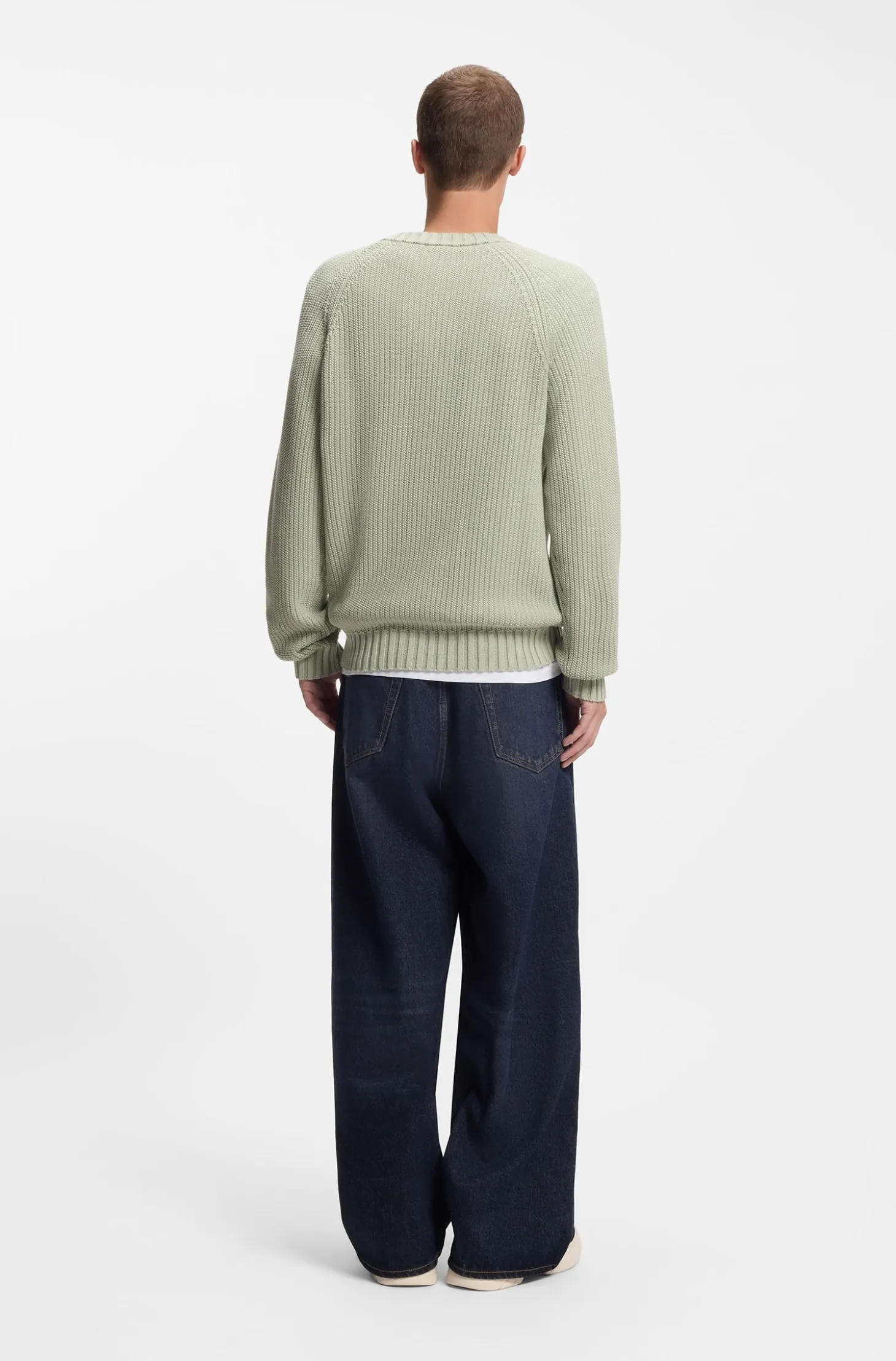 Relaxed-fit cotton sweater with raglan sleeves