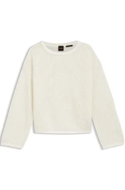 Relaxed-fit cotton sweater with mesh structure