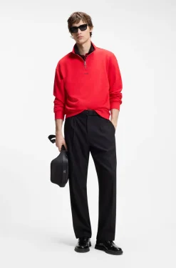 Relaxed-fit cotton sweatshirt with zip neck