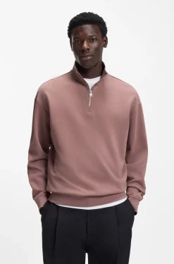 Relaxed-fit cotton sweatshirt with zip neck