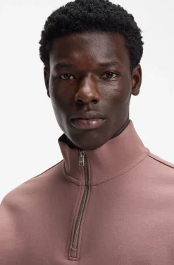 Relaxed-fit cotton sweatshirt with zip neck