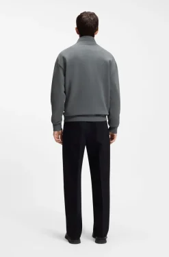 Relaxed-fit cotton sweatshirt with zip neck