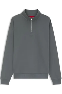 Relaxed-fit cotton sweatshirt with zip neck