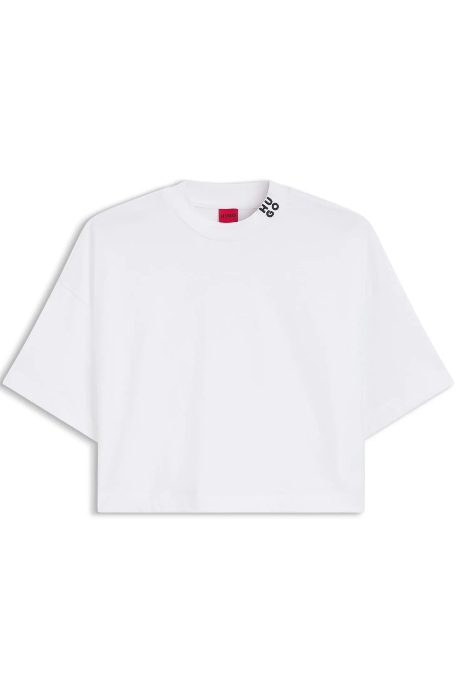 Relaxed-fit cropped T-shirt in cotton with neck logo