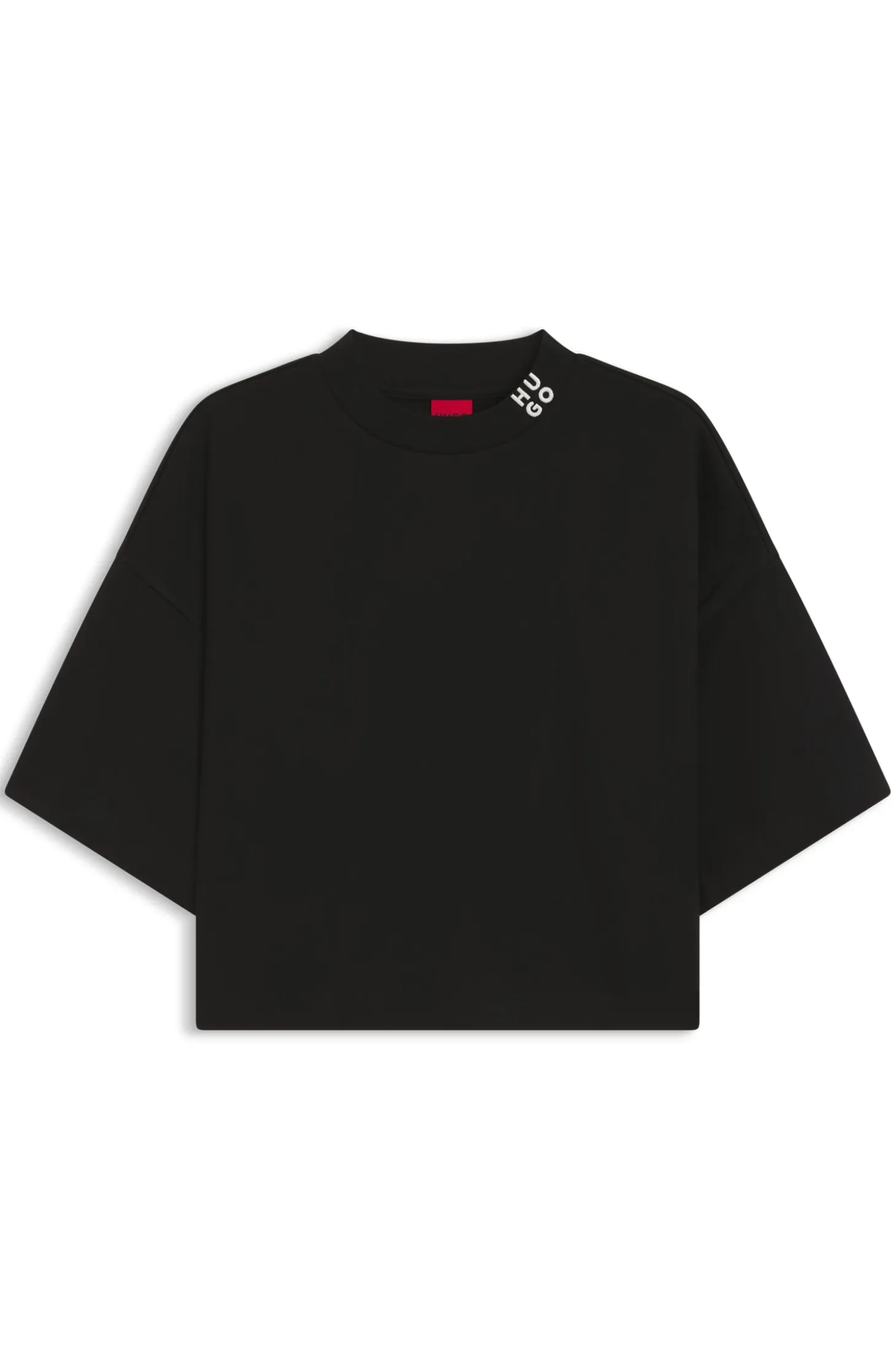 Relaxed-fit cropped T-shirt in cotton with neck logo