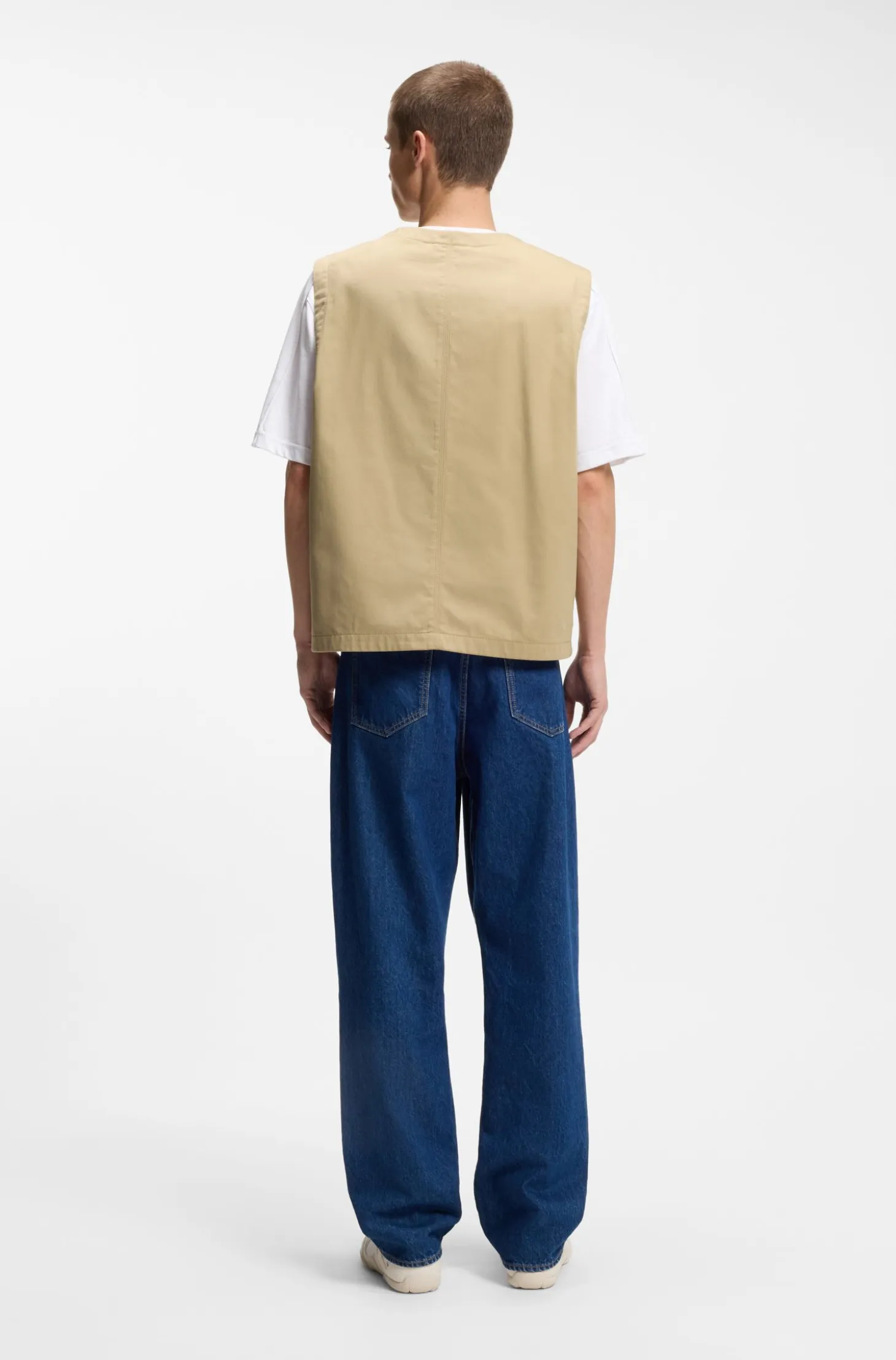 Relaxed-fit gilet in mercerised cotton