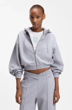Relaxed-fit hoodie in cotton terry with barrel sleeves