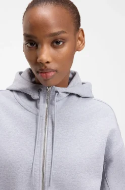 Relaxed-fit hoodie in cotton terry with barrel sleeves