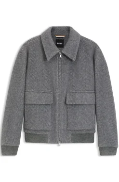 Relaxed-fit jacket in a herringbone-patterned alpaca blend