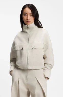 Relaxed-fit jacket in cotton-linen twill