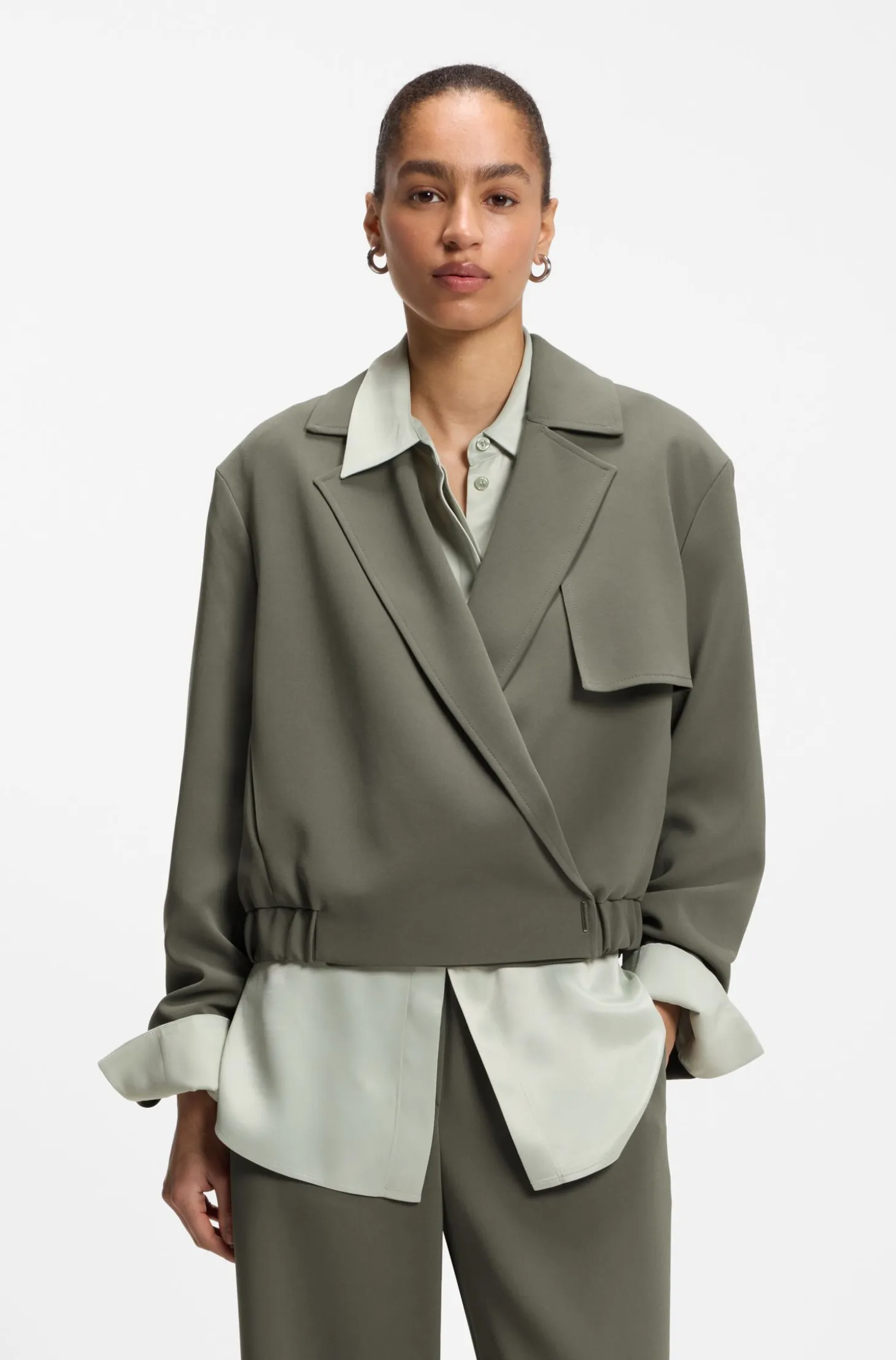 Relaxed-fit jacket in Japanese crepe