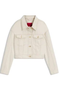 Relaxed-fit jacket in washed ecru denim
