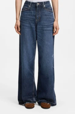 Relaxed-fit jeans in blue rigid denim