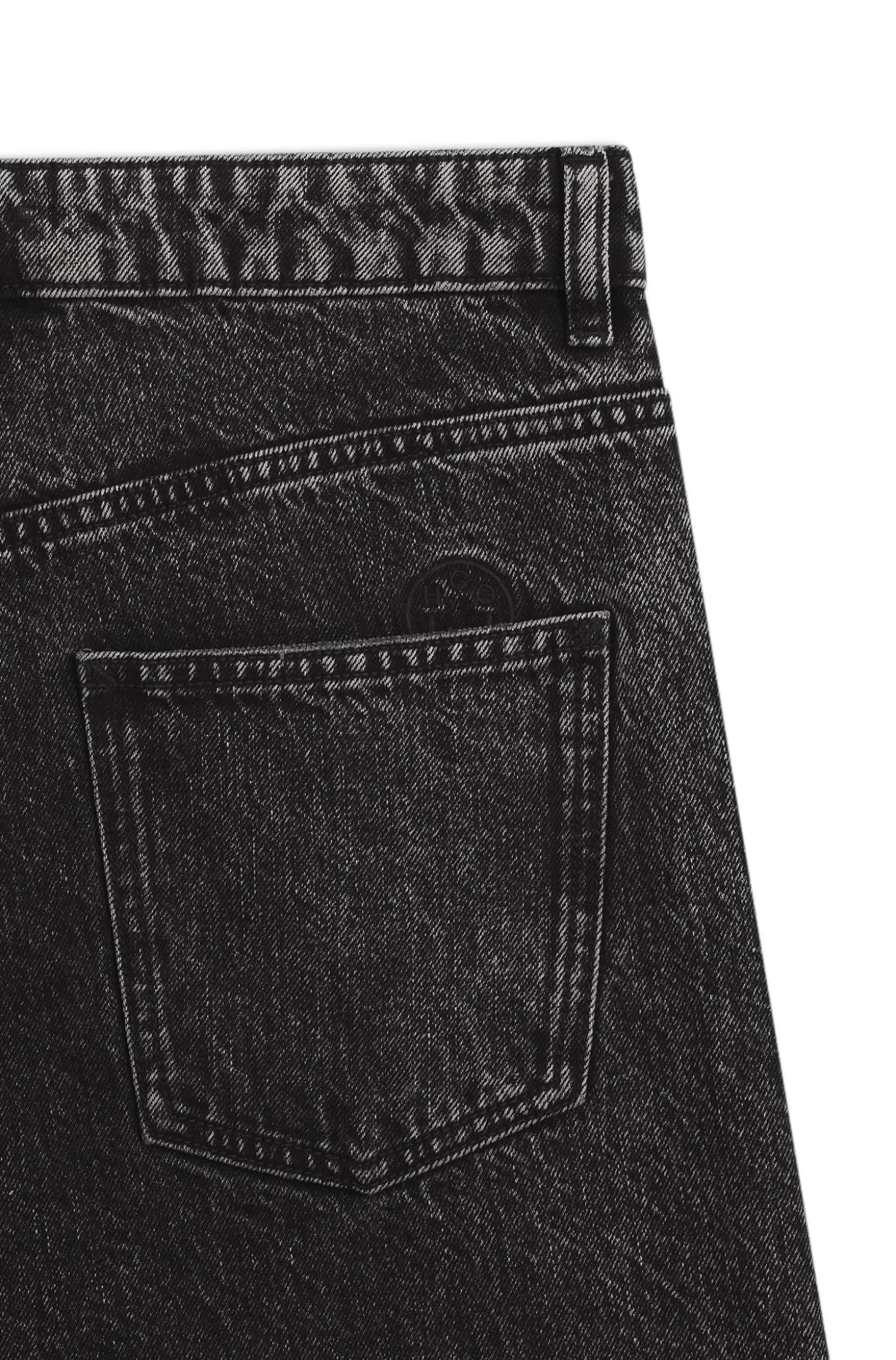 Relaxed-fit jeans in distressed black rigid denim