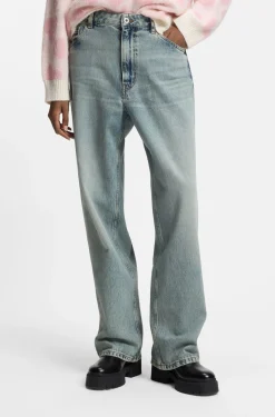 Relaxed-fit jeans in ocean-blue rigid denim