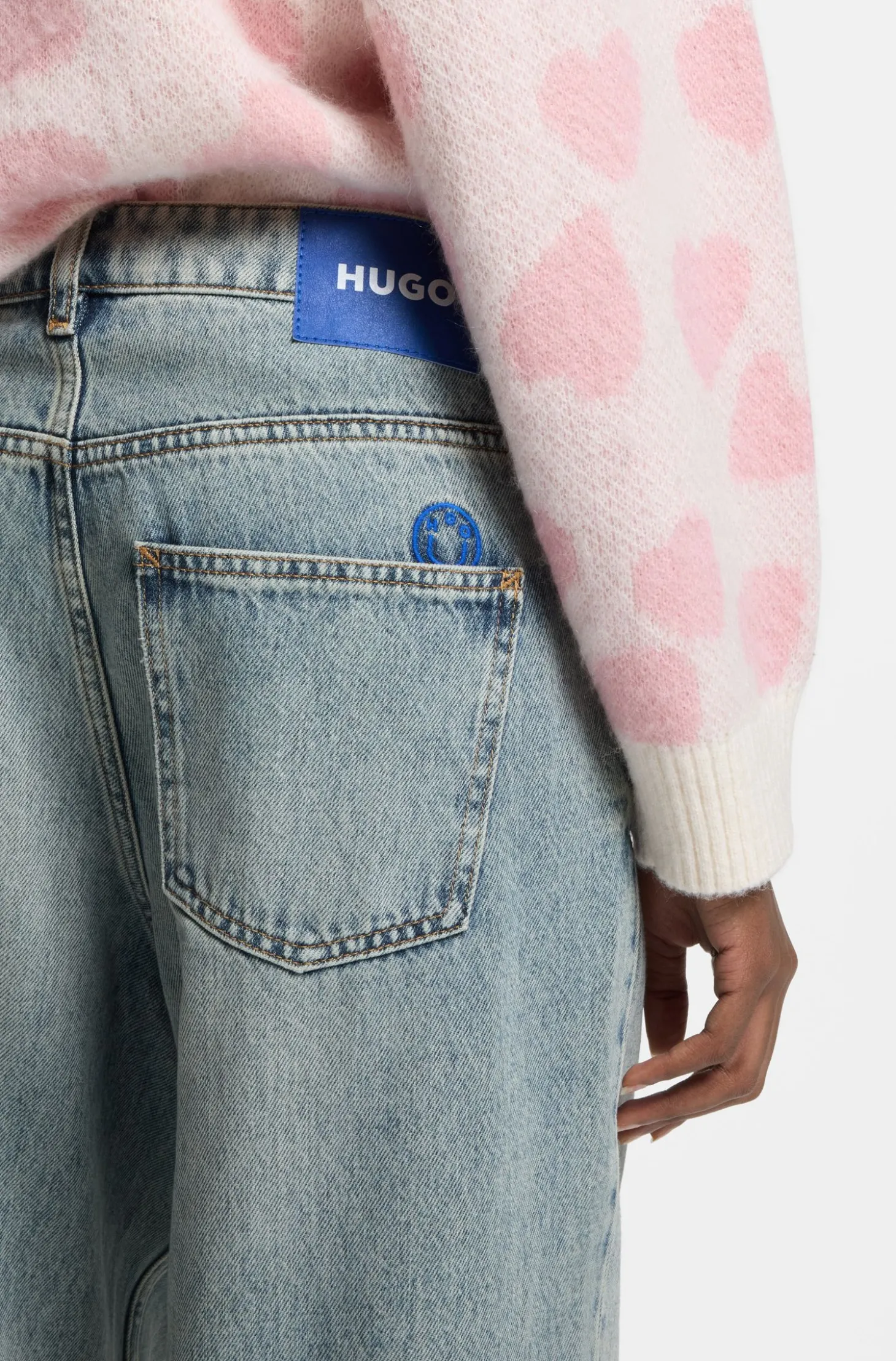 Relaxed-fit jeans in ocean-blue rigid denim