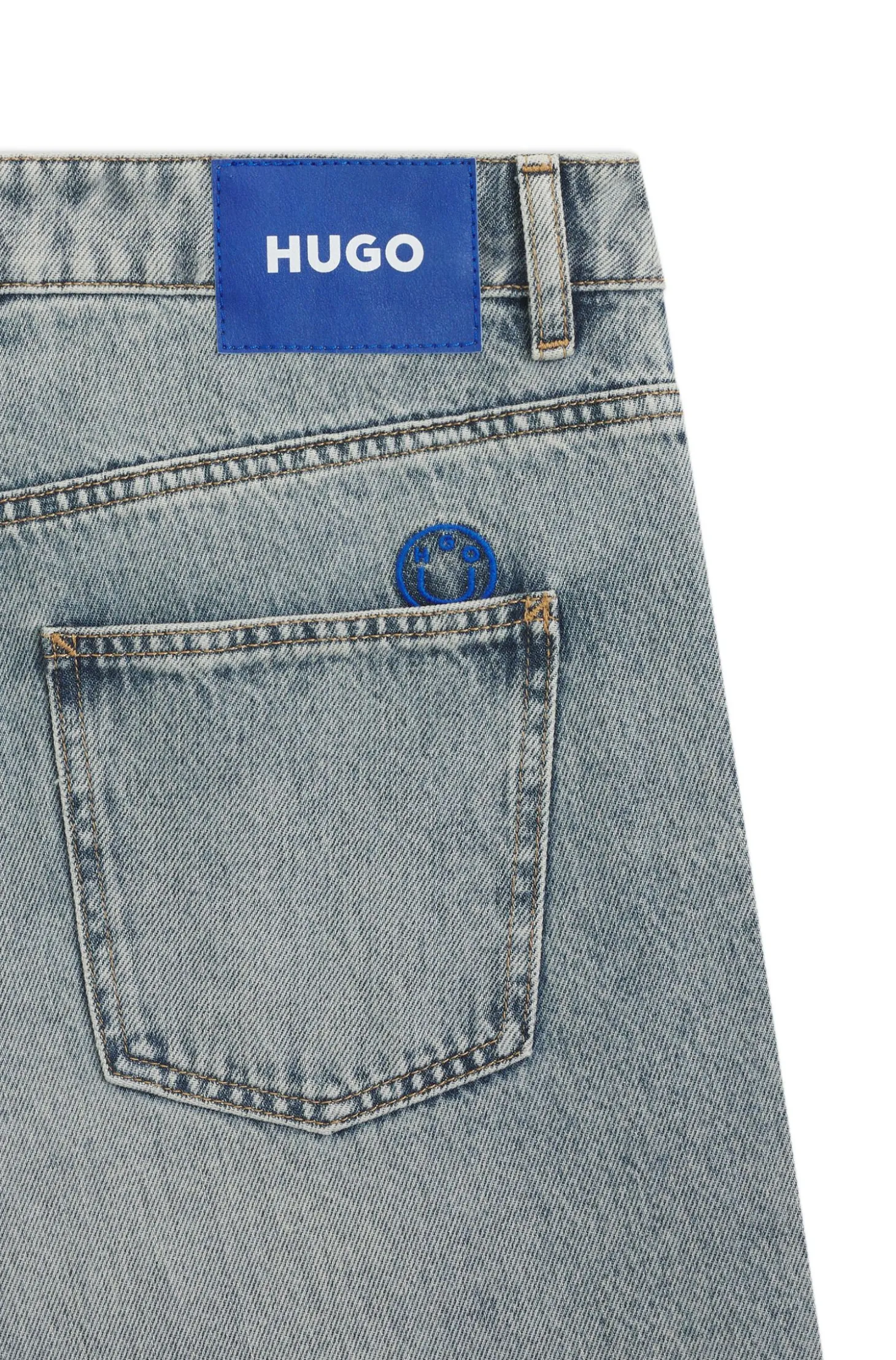 Relaxed-fit jeans in ocean-blue rigid denim