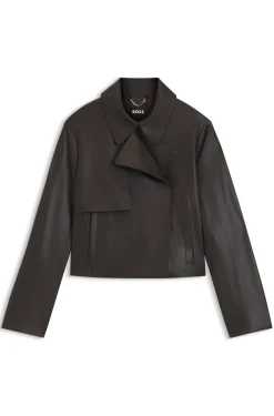 Relaxed-fit leather jacket with trench styling