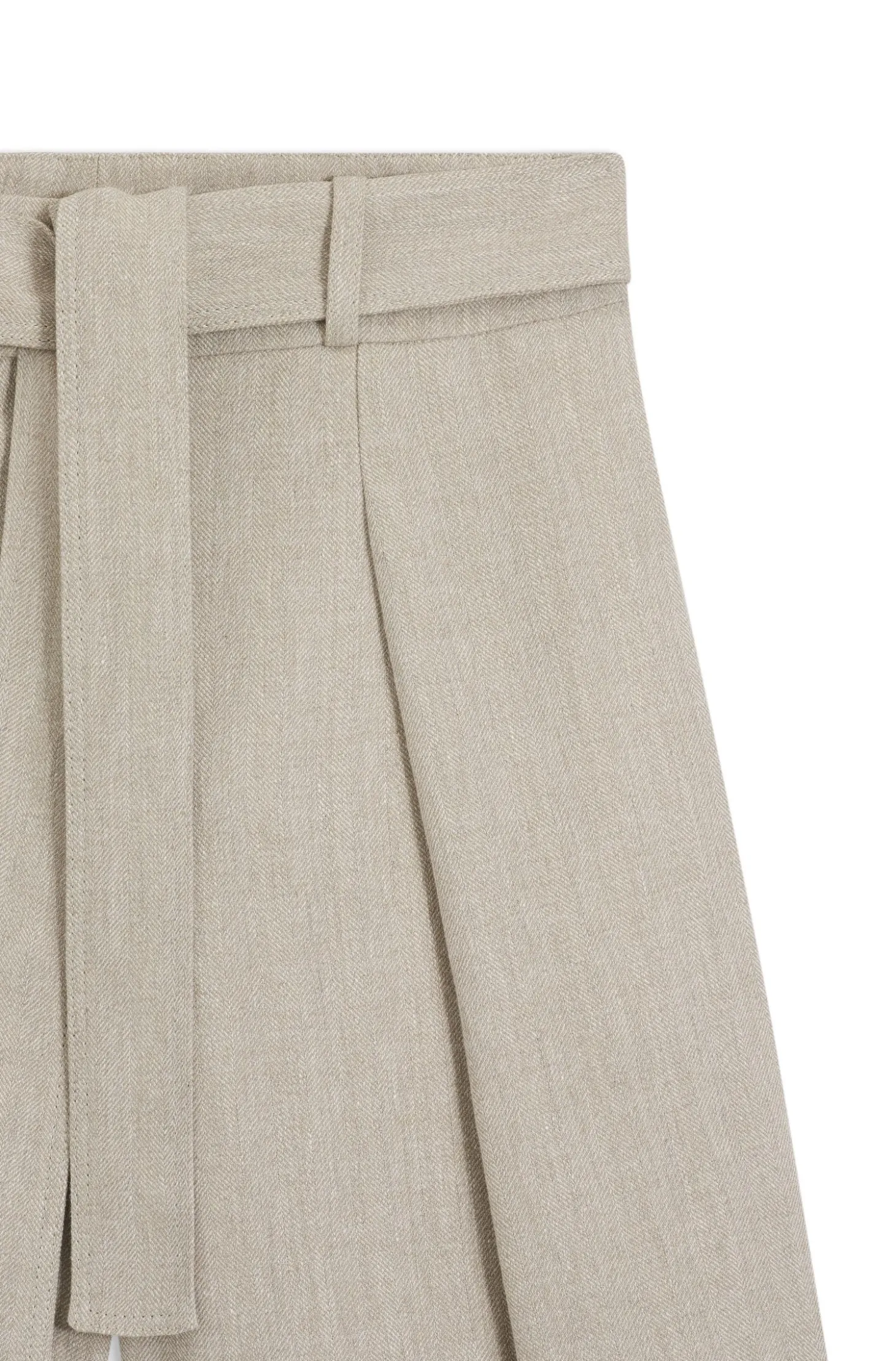 Relaxed-fit linen-blend culottes with herringbone weave