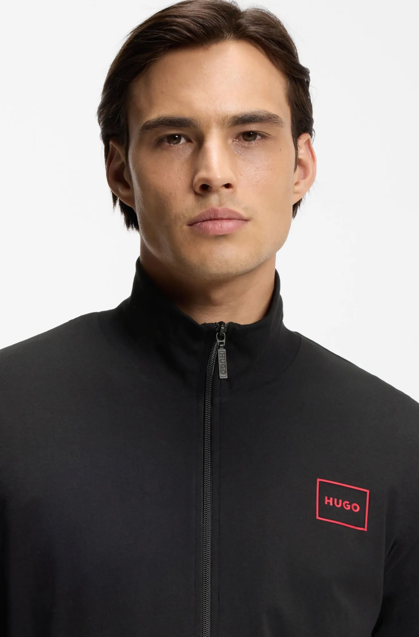 Relaxed-fit loungewear jacket in stretch cotton