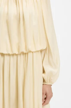 Relaxed-fit muslin dress with embroidered neckline