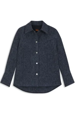 Relaxed-fit overshirt in denim-look tweed