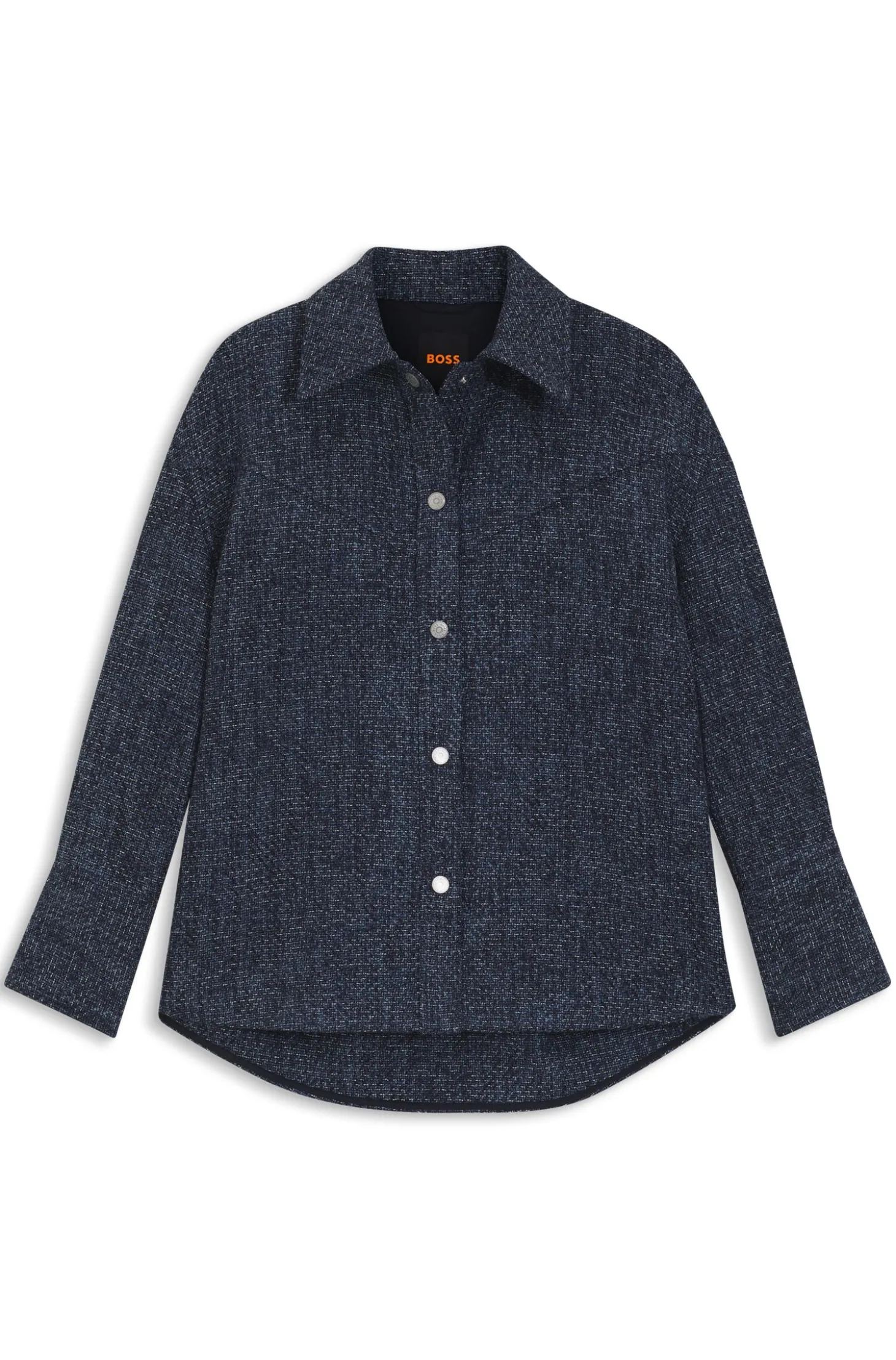 Relaxed-fit overshirt in denim-look tweed