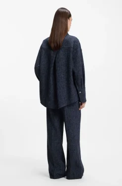 Relaxed-fit overshirt in denim-look tweed