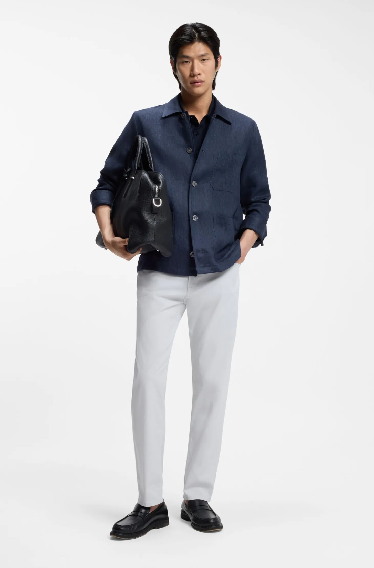 Relaxed-fit overshirt in Italian-made linen twill