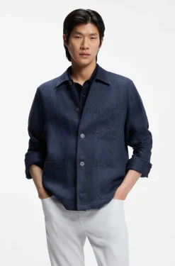 Relaxed-fit overshirt in Italian-made linen twill