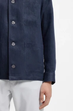 Relaxed-fit overshirt in Italian-made linen twill