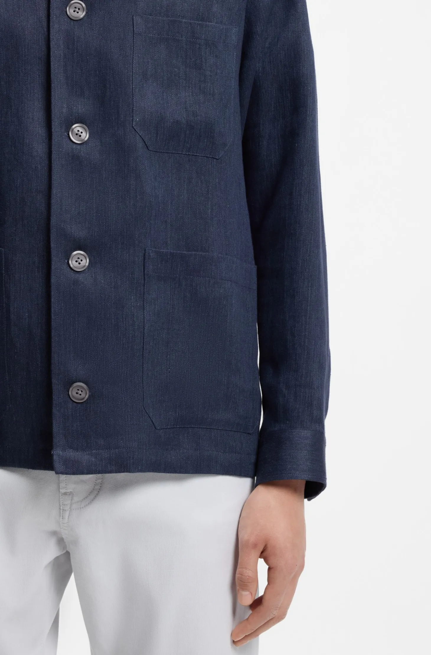 Relaxed-fit overshirt in Italian-made linen twill