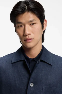 Relaxed-fit overshirt in Italian-made linen twill