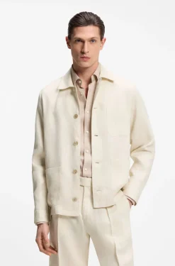 Relaxed-fit overshirt in Italian-made linen twill