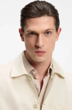 Relaxed-fit overshirt in Italian-made linen twill