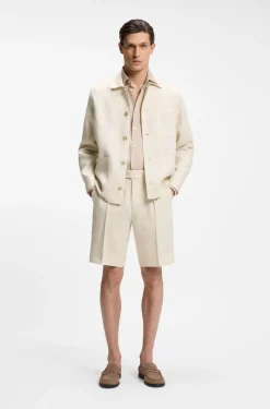 Relaxed-fit overshirt in Italian-made linen twill