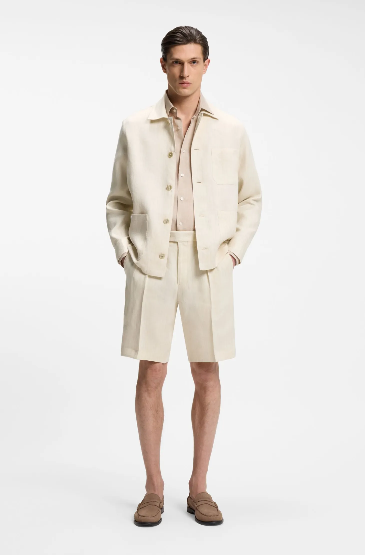 Relaxed-fit overshirt in Italian-made linen twill