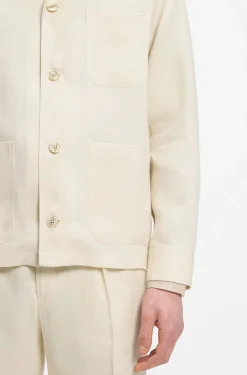 Relaxed-fit overshirt in Italian-made linen twill