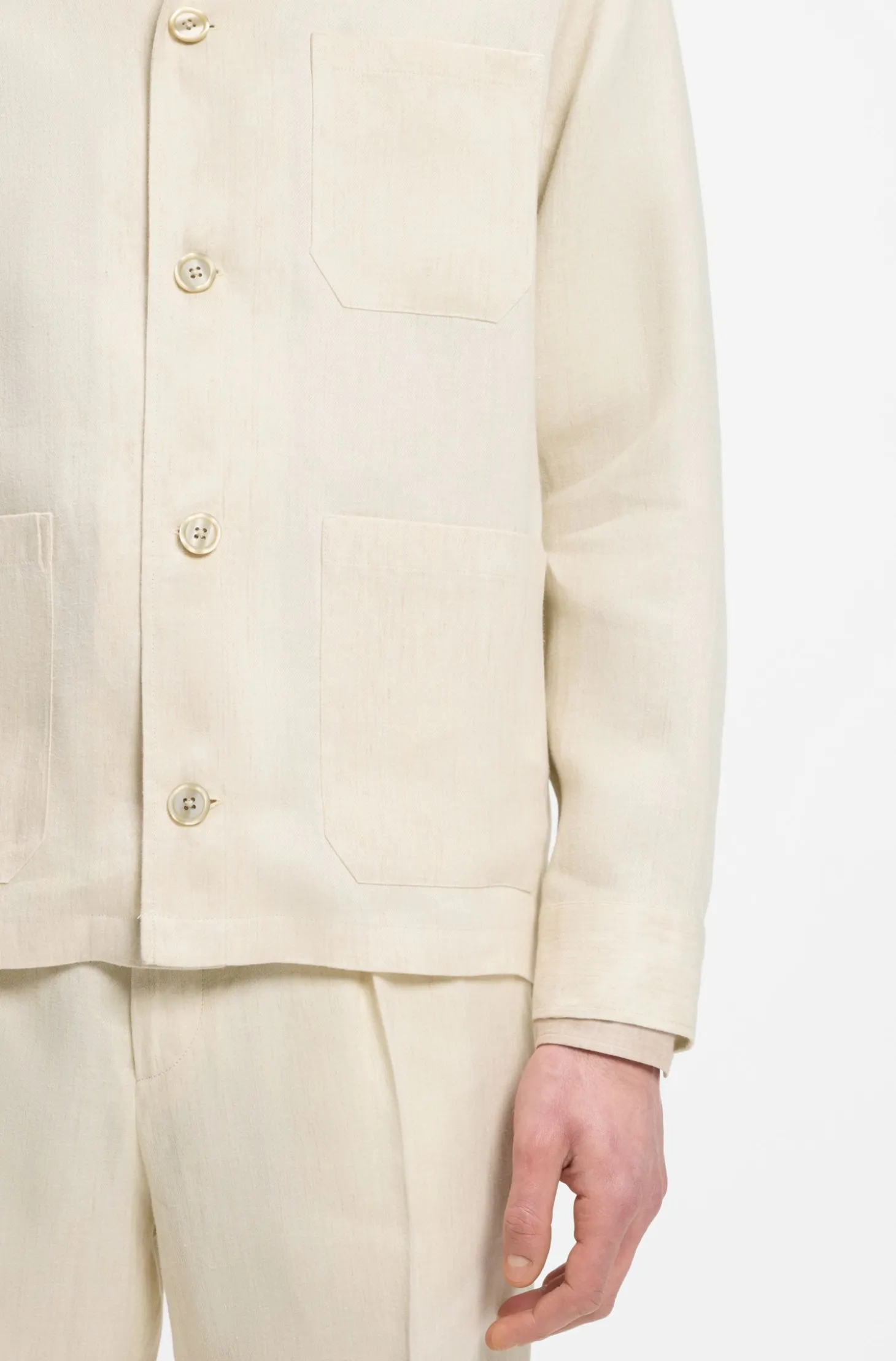 Relaxed-fit overshirt in Italian-made linen twill