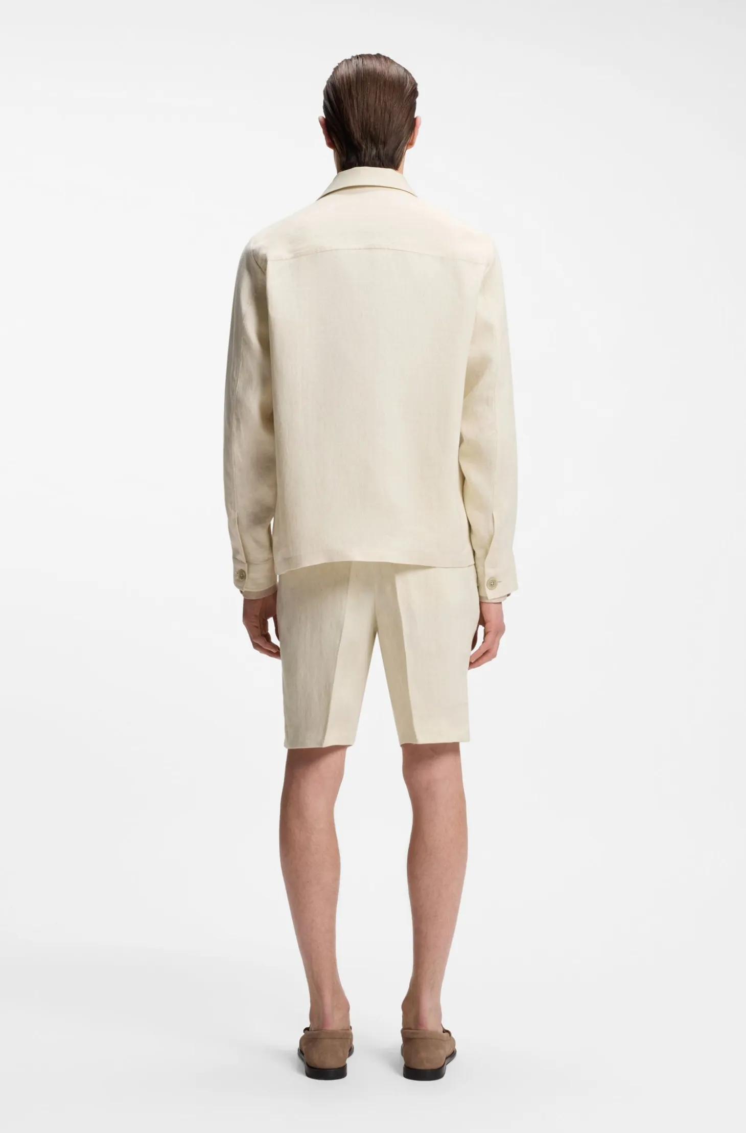 Relaxed-fit overshirt in Italian-made linen twill