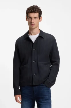 Relaxed-fit overshirt in striped cotton