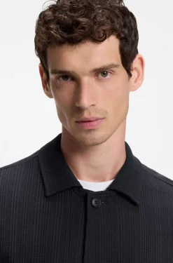 Relaxed-fit overshirt in striped cotton