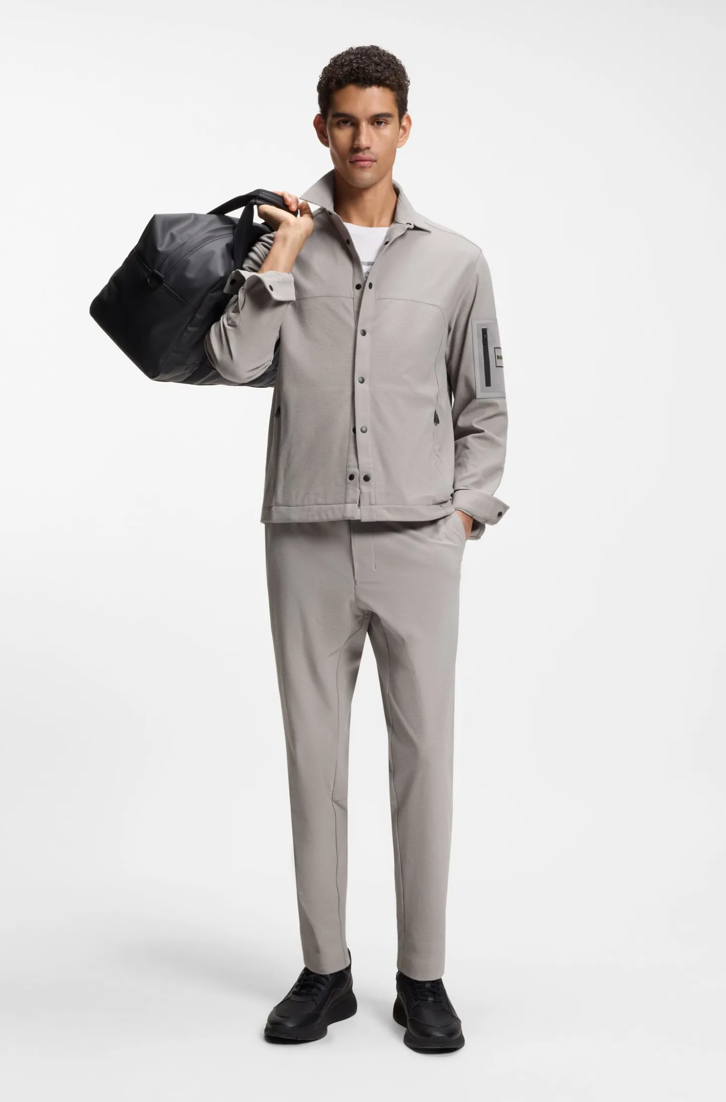Relaxed-fit overshirt in waffle fabric