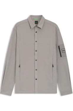 Relaxed-fit overshirt in waffle fabric