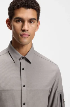 Relaxed-fit overshirt in waffle fabric