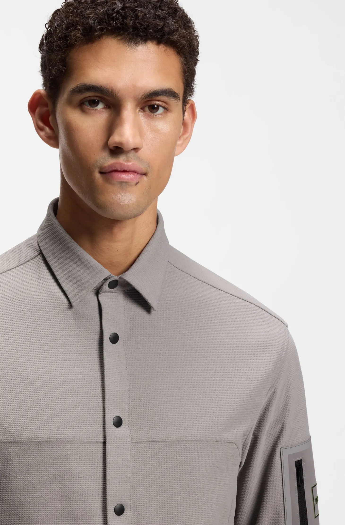 Relaxed-fit overshirt in waffle fabric