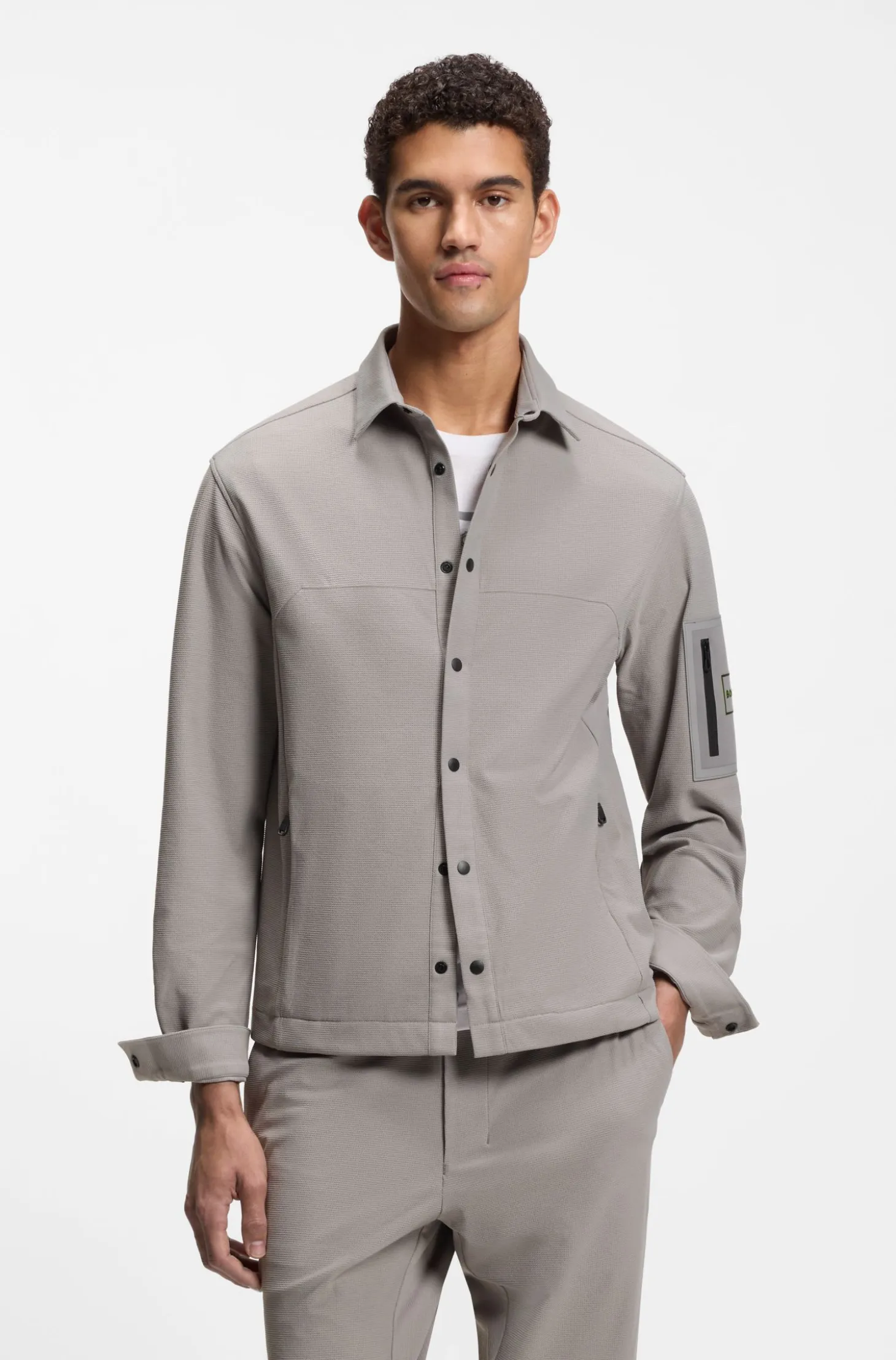Relaxed-fit overshirt in waffle fabric
