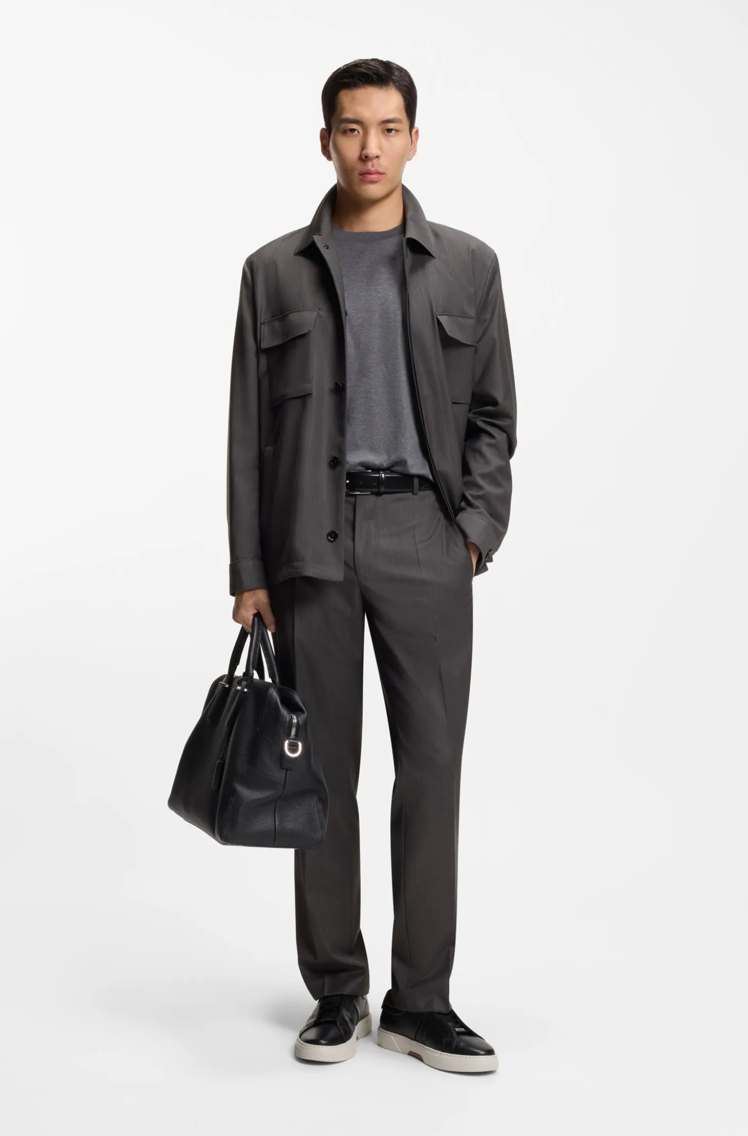 Relaxed-fit overshirt in water-repellent wool